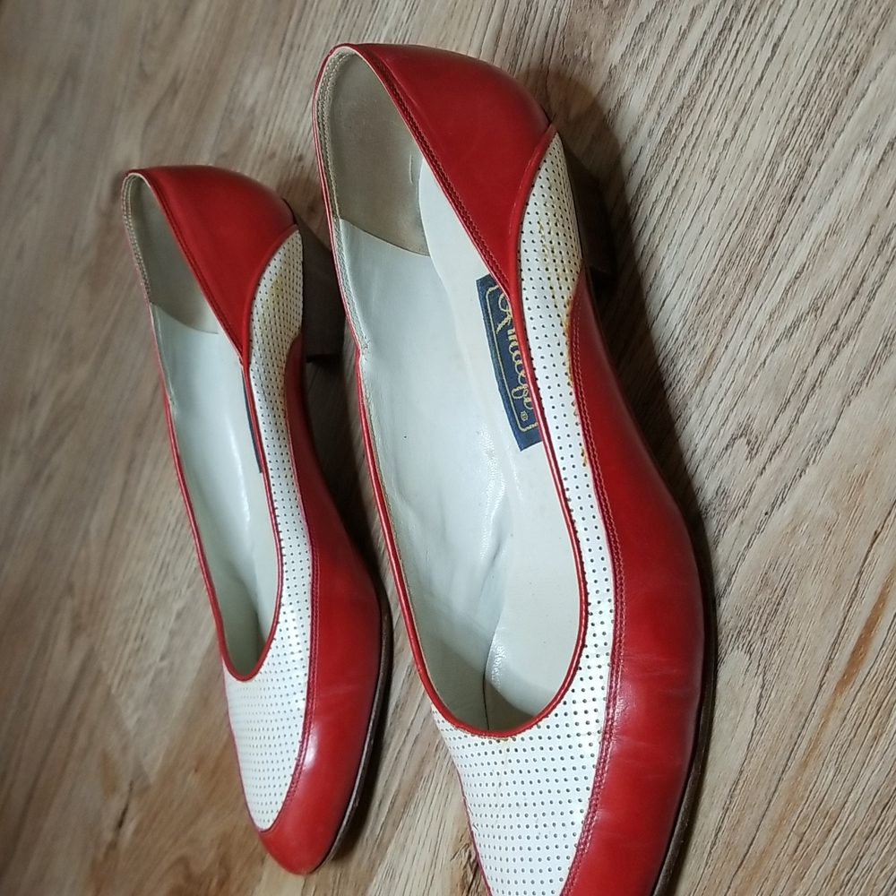 Vintage Amalfi Womens Red White Almond Toe Low Heel Loafers Flats Size 7… - Picture 6 of 14